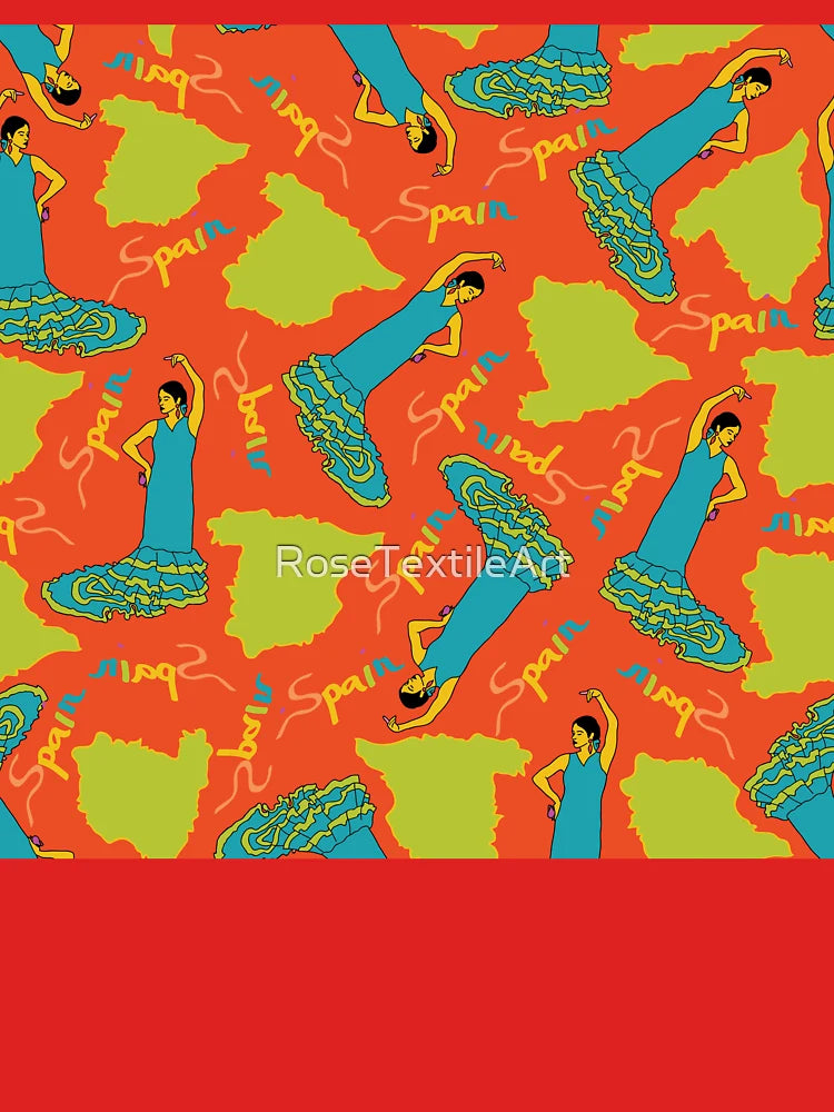 Destination Spain Flamenco dancer and the map of Spain on red backgroun Classic T-Shirt