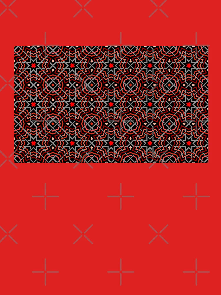 Bold Geometric Star Pattern in Black and Red Classic T-Shirt