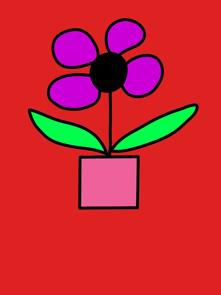 Simple Purple Flower in Pink Pot Doodle Classic T-Shirt