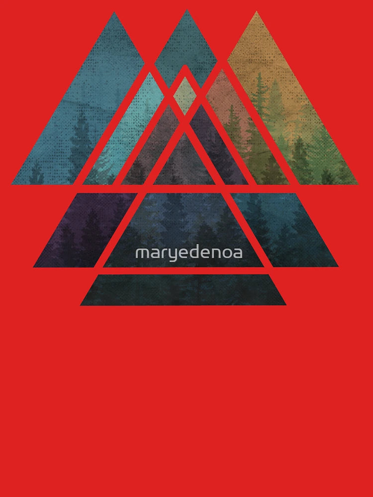 Sacred Geometric Triangles - Colorful Grunge Misty Forest Classic T-Shirt