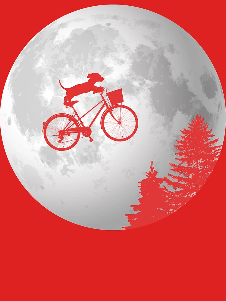 Dachshund Biking Past the Moon Classic T-Shirt