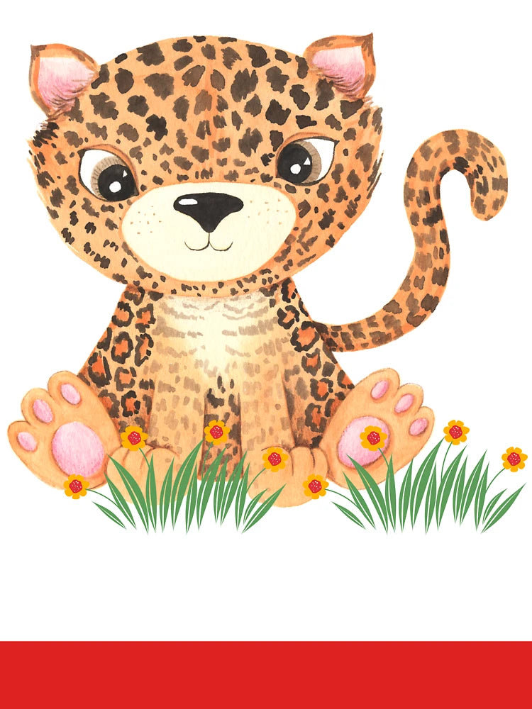 Cute Cartoon Leopard Sitting in Flowers Classic T-Shirt