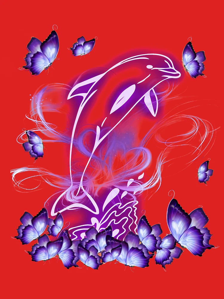 Dolphin Magical Purple Butterfly Dolphin Lovers Classic T-Shirt