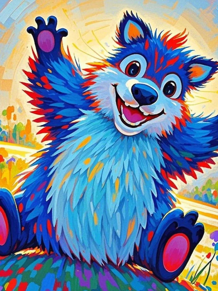 Expressive abstract bear with bold vibrant mix of colors with layered textured backdrop Classic T-Shirt