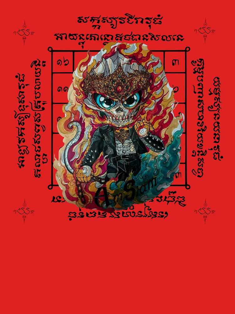 Hanuman Ghost Rider with Sacred Yantra – Invincible Thai Flame Guardian Classic T-Shirt