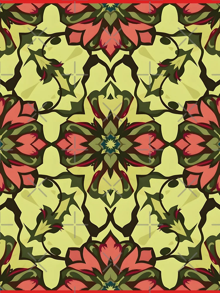 Floral Damask fabric with geometric balance and textured elegance, seamless pattern. Classic T-Shirt