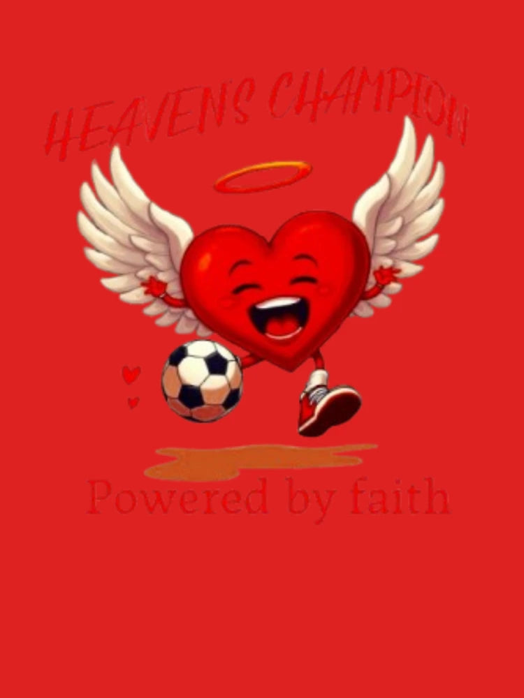 Heart with Angel Wings Heaven's Champion Powered by Faith Spiritual Text Clipart Style Classic T-Shirt