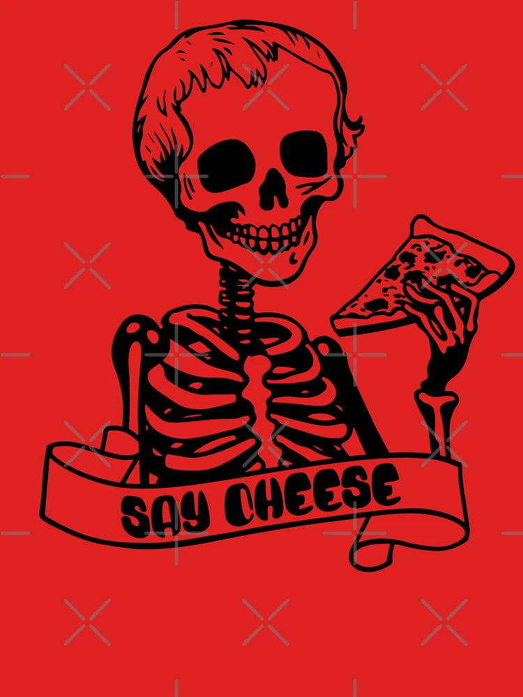 Say Cheese – Funny Skeleton Pizza Punk Art (Monochrome) Classic T-Shirt