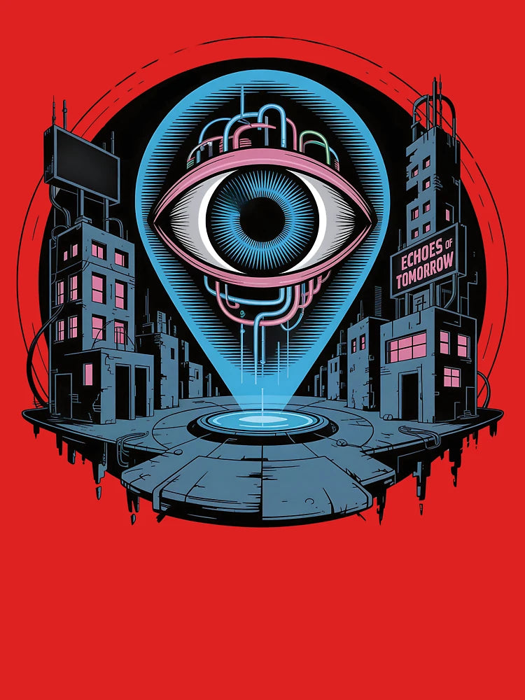 Eye Hologram Dystopian City Cyberpunk Illustration AI Classic T-Shirt