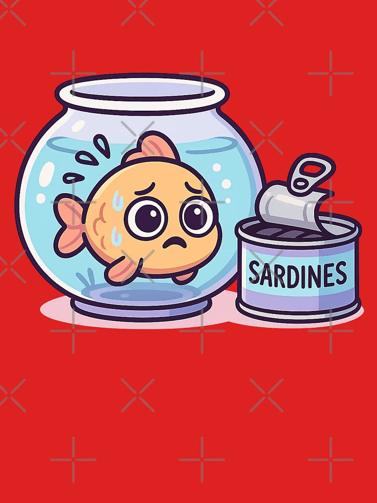 Fishbowl Panic – Kawaii Sardine Situation Classic T-Shirt