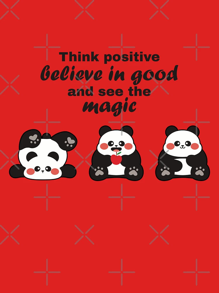 Think Positive Panda Trio – Believe, Smile & See the Magic Classic T-Shirt