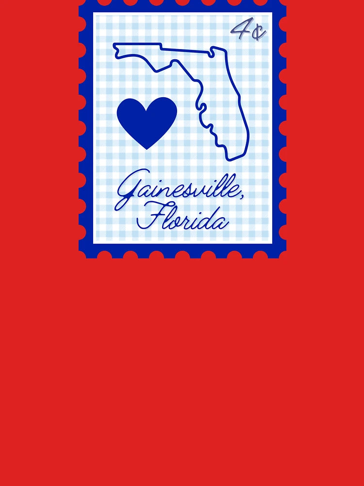 Gainesville Florida UF University of Florida gators pride blue gingham heart stamp Classic T-Shirt