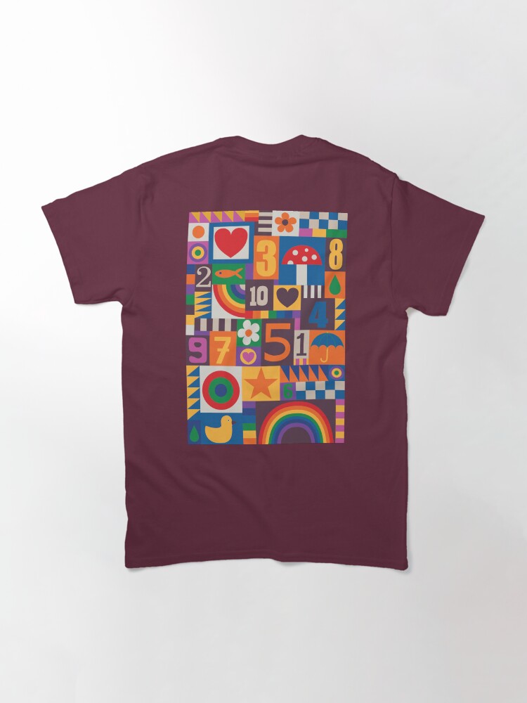Pop Art Patchwork - Red and Rainbow - Fun Retro Pattern by Cecca Designs Classic T-Shirt