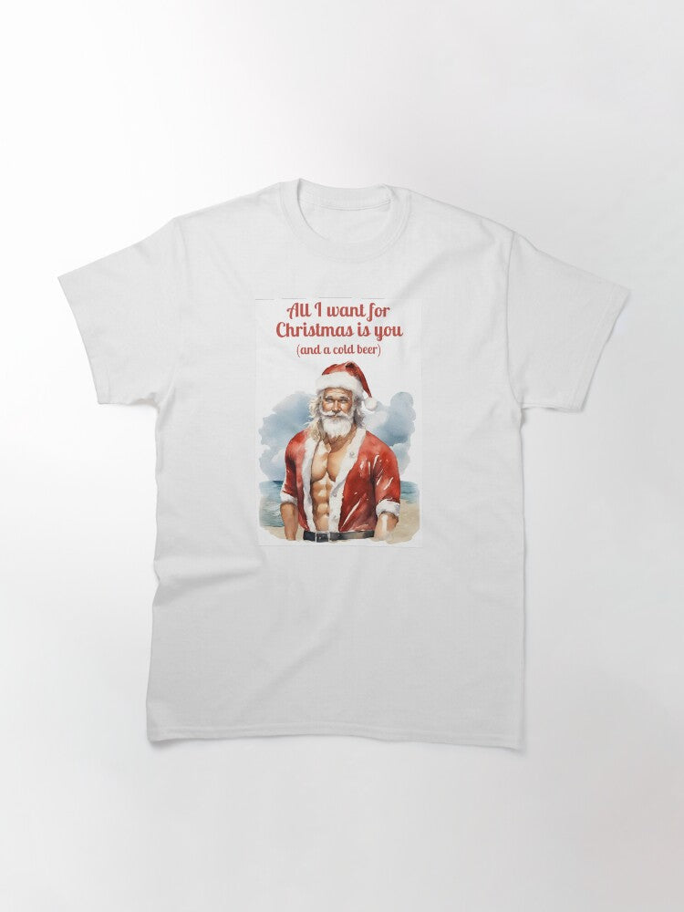 All I Want for Christmas is You and a Cold Beer Retro Watercolour Australia Classic T-Shirt