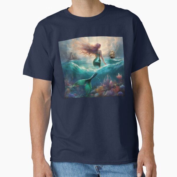 Queen Mermaid watches a distant Ship Classic T-Shirt