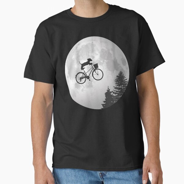 Dachshund Biking Past the Moon Classic T-Shirt
