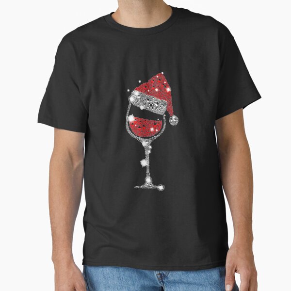 Red Wine Glass Christmas Funny Santa Hat Xmas Classic T-Shirt