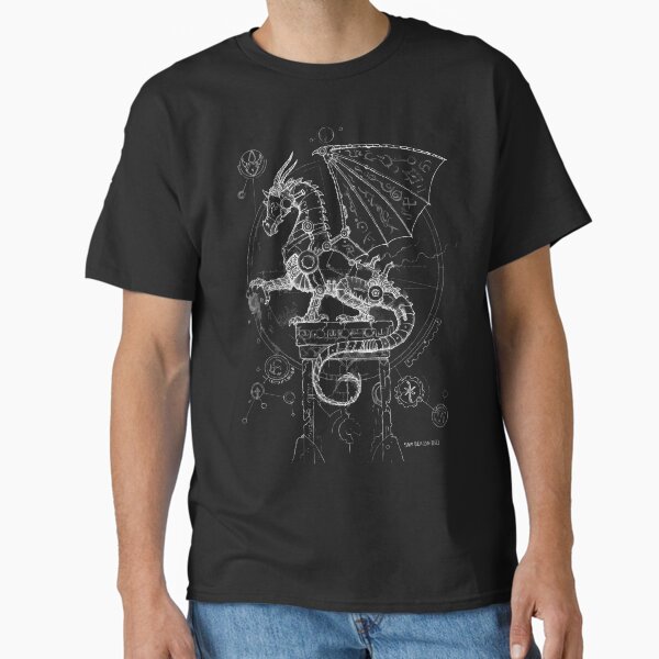 Steampunk Dragon (white) Classic T-Shirt