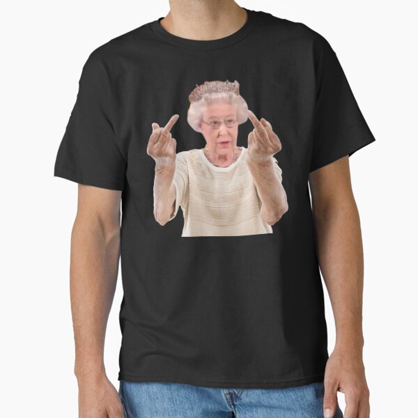 Queen Elizabeth Middle Finger Funny English Sticker Classic T-Shirt