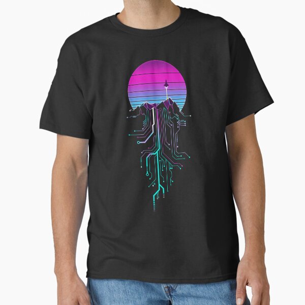 Vaporwave Aesthetic Cyberpunk Mountain Sunset Classic T-Shirt