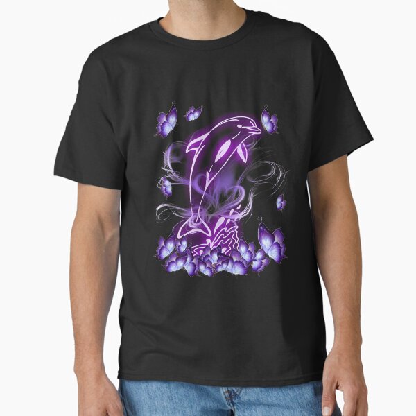Dolphin Magical Purple Butterfly Dolphin Lovers Classic T-Shirt