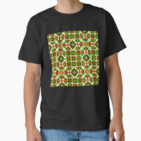 Red and Green Berber Carpet Geometric Mosaic Classic T-Shirt