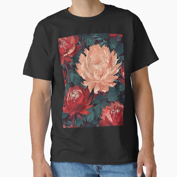 Red and Peach Flowers Classic T-Shirt