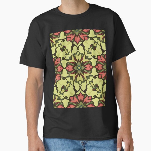 Floral Damask fabric with geometric balance and textured elegance, seamless pattern. Classic T-Shirt
