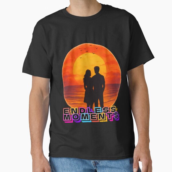 Romantic Sunset Couple Silhouette – Beach Love Art for Summer T-Shirts Classic T-Shirt