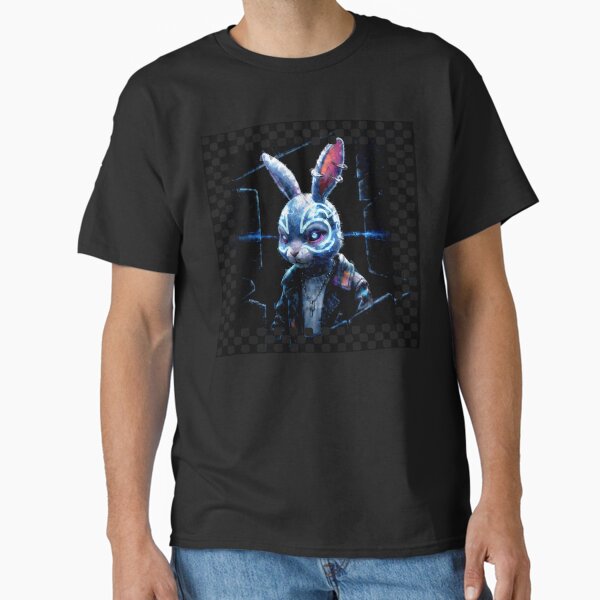 Dark Cyberpunk Bunny with Neon Tattoos Classic T-Shirt