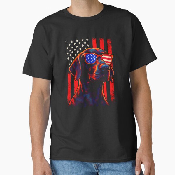 German Shorthaired Pointer Dog, American Flag 4th Of July Classic T-Shirt