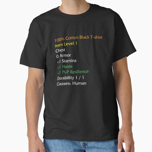 WoW Funny T-shirt Item stats description Black shirt meme Classic T-Shirt