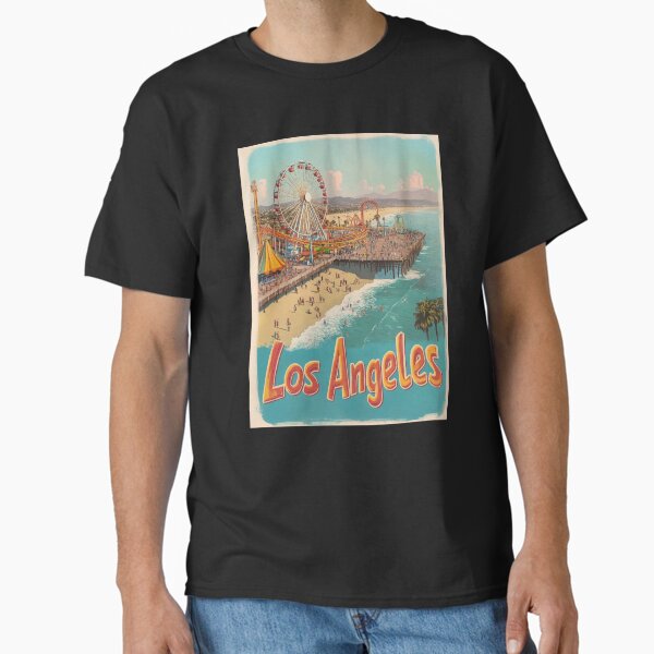 Discover the lively atmosphere of Los Angeles where sun-soaked beaches meet thrilling amusement rides. Visitors enjoy the colorful pier Classic T-Shirt