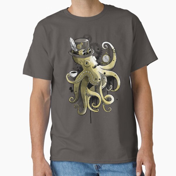 Steampunk octopus gold watercolor Classic T-Shirt