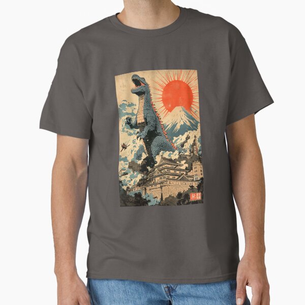 Red Sun Dinosaur Vintage Japanese Video Game Art 3 Classic T-Shirt