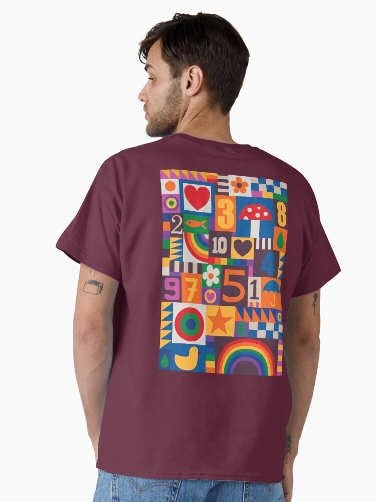 Pop Art Patchwork - Red and Rainbow - Fun Retro Pattern by Cecca Designs Classic T-Shirt