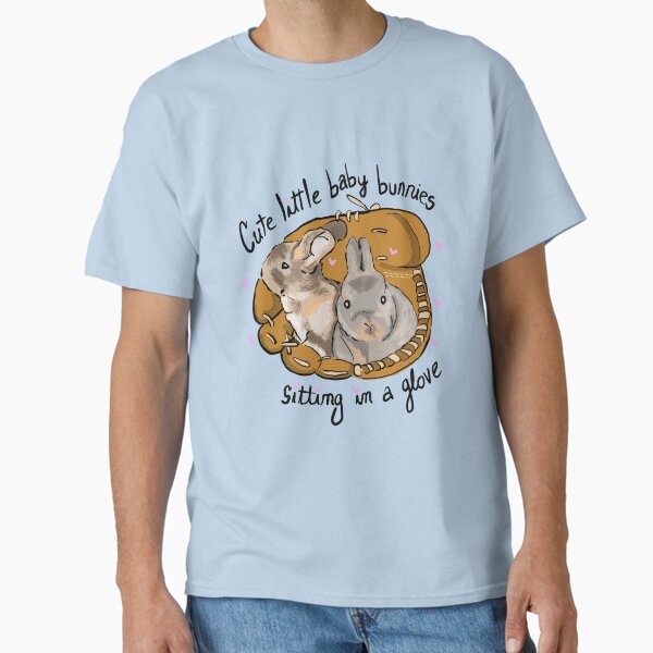 Cute little baby bunnies sitting in a glove Classic T-Shirt
