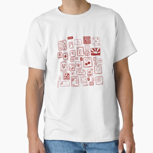 Aesthetic Red Stamps and Stickers Doodle Classic T-Shirt