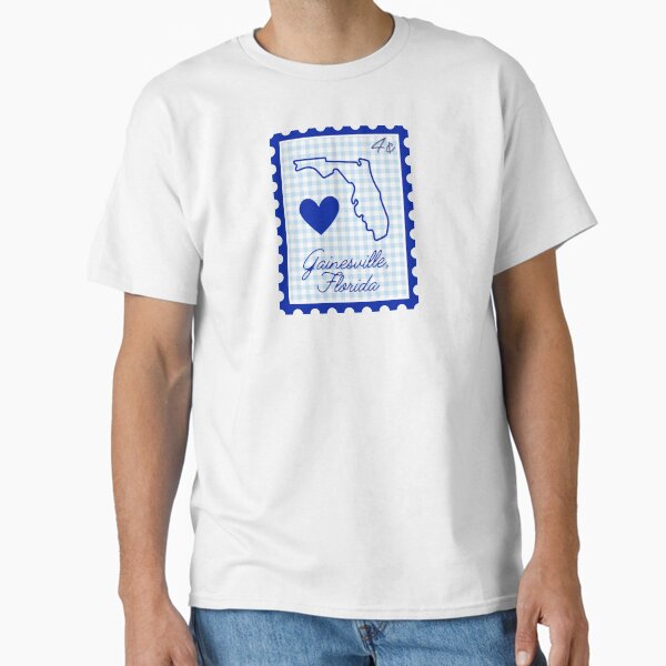 Gainesville Florida UF University of Florida gators pride blue gingham heart stamp Classic T-Shirt