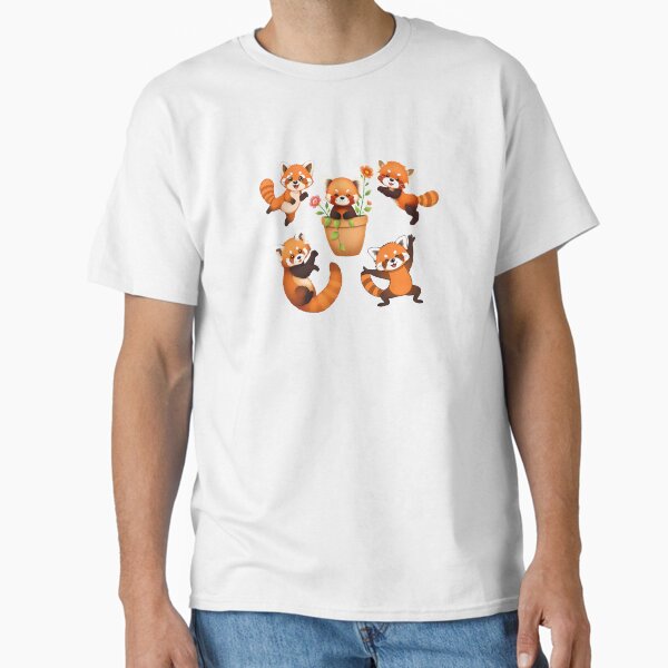 Playful Red Panda Characters Set Classic T-Shirt
