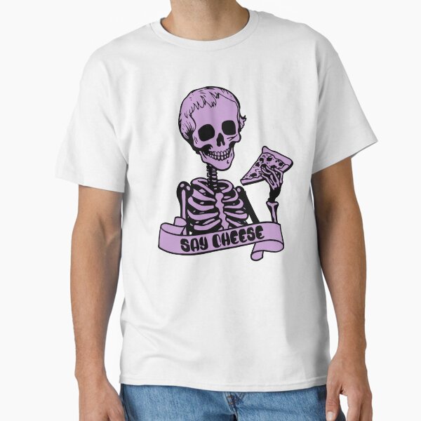 Say Cheese – Grunge Skeleton Pizza Shirt (Muted purple) Classic T-Shirt