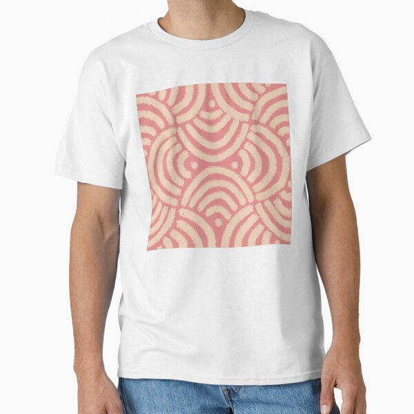 Salmon Brushstroke Arch Pattern on Coral – Abstract Textured Geometric Design Classic T-Shirt
