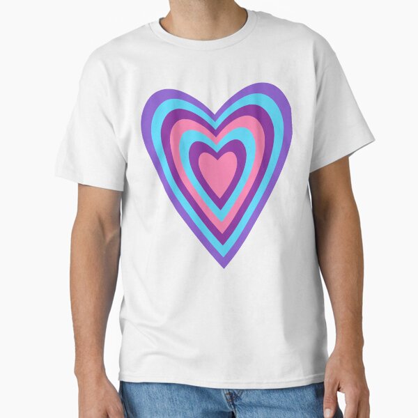 Groovy Blue Purple Pink Heart - Retro Love Pattern Classic T-Shirt