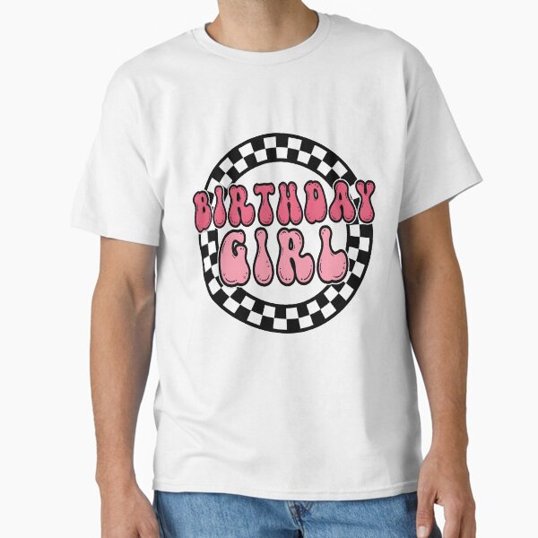 Birthday Girl Retro Groovy Checkered Pink Classic T-Shirt