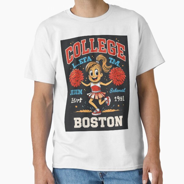 Boston College Cheerleader Cartoon Tee – Retro Varsity Spirit Classic T-Shirt