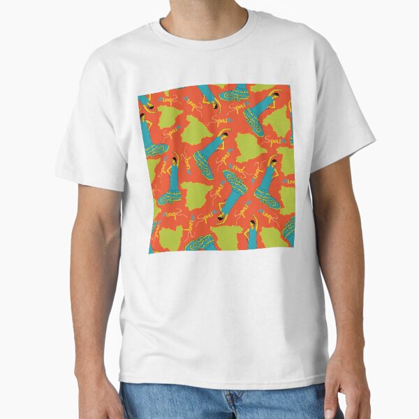Destination Spain Flamenco dancer and the map of Spain on red backgroun Classic T-Shirt