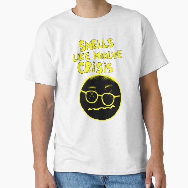 Smells Like Midlife Crisis – 90's Grunge-Inspired Aging Rocker Parody Classic T-Shirt