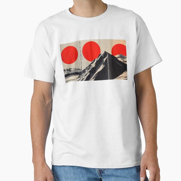 Abstract Mountain Landscape with Triple Red Suns Classic T-Shirt