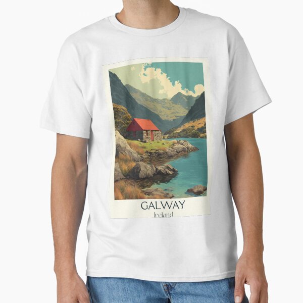 Galway Countryside Poster – Red Cottage in Highland Solitude Classic T-Shirt