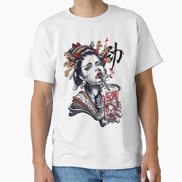 Japanese Geisha Girl Vaporwave Cyberpunk Popart Urban Style Classic T-Shirt